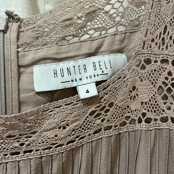 Like-new Hunter Bell Evelyn Lace Cotton Silk Maxi Midi Dress Clay size 4 - Picture 5 of 11